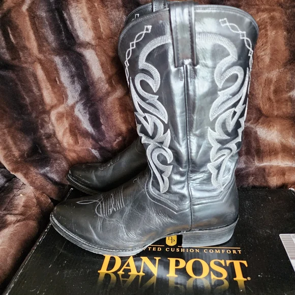 Dan Post Mens Cowboy Boots Black Leather 2110 13 EW Mignon Corona - Picture 6 of 7